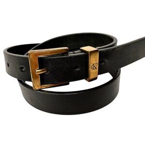 Calvin Klein Genuine Leather Belt With Brass Buckle Womens M Classic Office